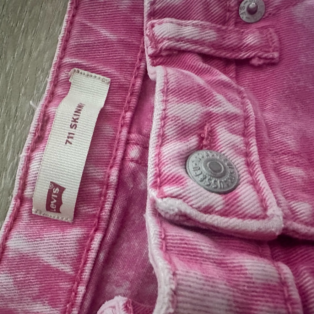Levi's 711 Skinny Kids Pink wash Stone washed Stretch Jeans Girls Size 14 - Picture 7 of 7